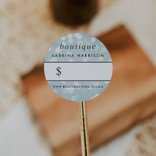 Ice Blue Bokeh   Boutique Price Sticker