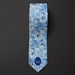 Ice Blue Botanical Monogram Tie<br><div class="desc">Elevate your wedding attire with our Ice Blue Botanical Monogram Neck Tie. The soothing ice blue hue and botanical monogram design make it a versatile choice for weddings. Don't forget to coordinate with our matching socks for a polished look.</div>