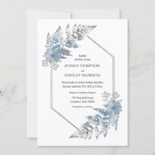 Ice Blue Botanical Wedding Invitation