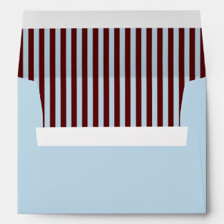 Ice Blue & Burgundy Stripes Retro Wedding Envelope