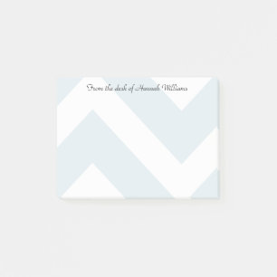 Ice Blue Chevron Stripes with Custom Name Post-it Notes