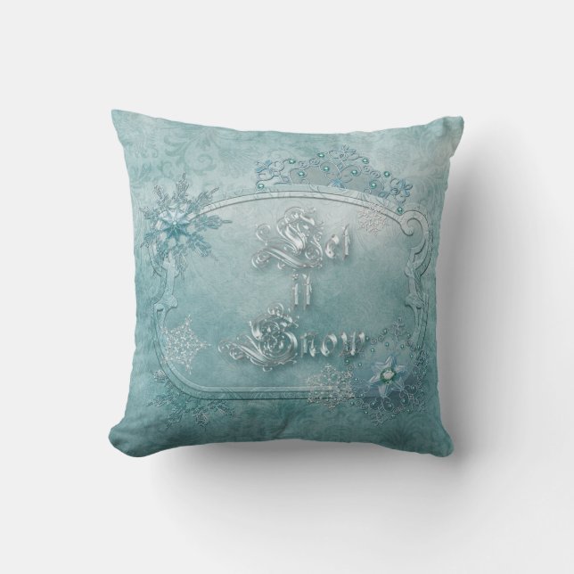Ice Blue Christmas Pillow (Front)