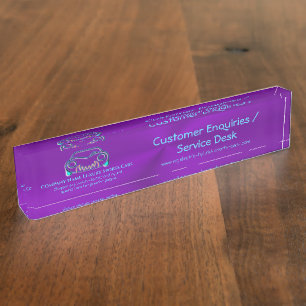 Ice blue classic luxury sports car logo on purple nameplate