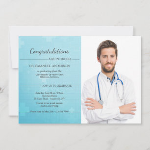 Ice Blue Cross Photo Graduation Invitation