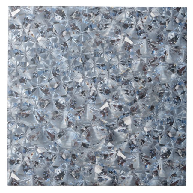 Ice Blue Diamond Crystals Bling Ceramic Tile (Front)
