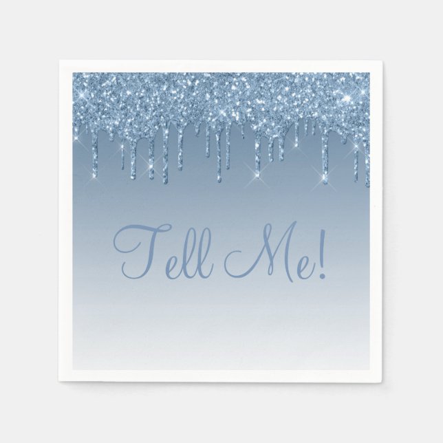 Ice Blue Elegant Script Glam Modern Glitter Girly Napkin (Front)