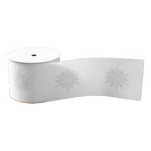 Ice Blue Elegant Snowflake Christmas Gift Wrap Grosgrain Ribbon