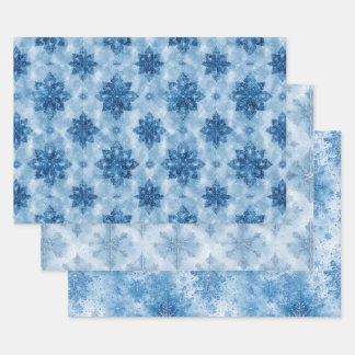Ice Blue Fairytale Winter Snowflakes Decoupage Wrapping Paper Sheet