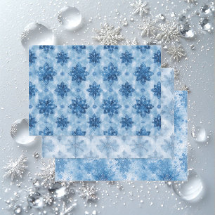 Ice Blue Fairytale Winter Snowflakes Decoupage Wrapping Paper Sheet