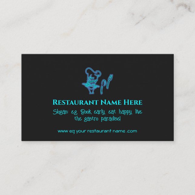 Ice blue fine dining restaurant logo business card (Front)