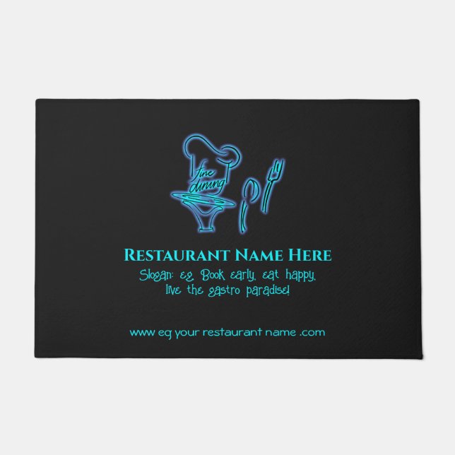 Ice blue fine dining restaurant logo doormat (Front)