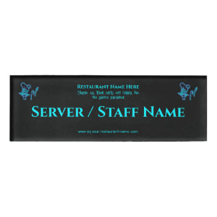 Ice blue fine dining restaurant logo name tag