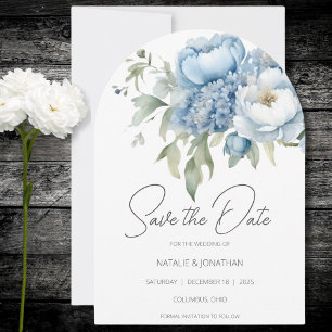 Ice Blue Floral Save the Date  Invitation