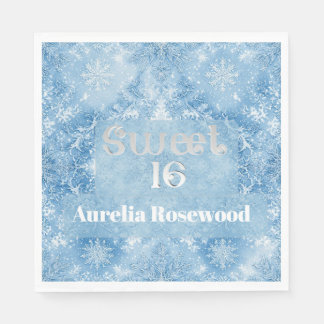 Ice Blue Frost Fairytale Winter Snow Sweet 16 Chic Napkin