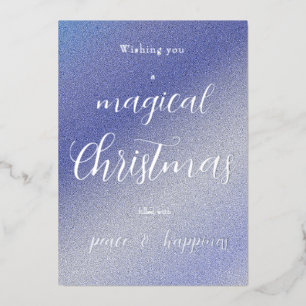 Ice Blue Glitter Christmas Card - Personalised