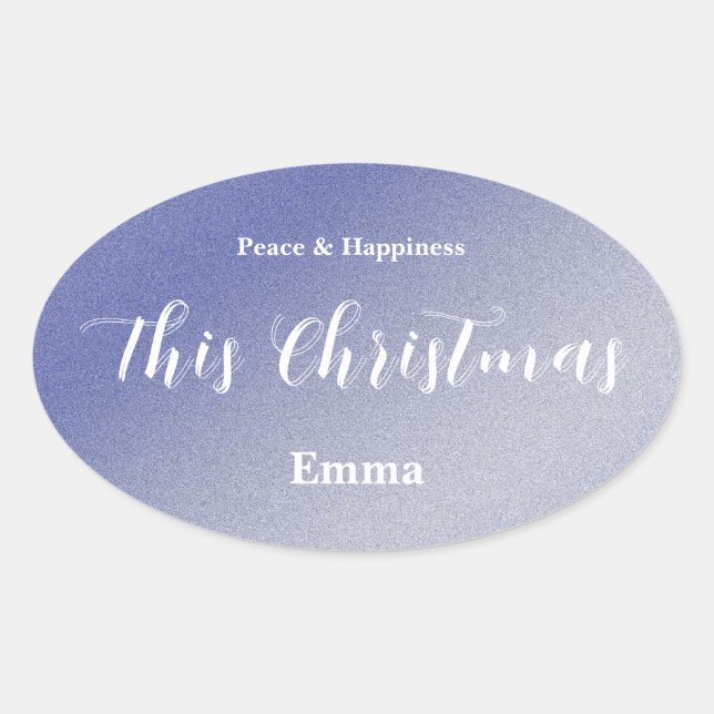 Ice Blue Glitter Christmas Sticker - Personalised (Front)