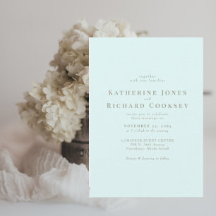 Ice Blue Gold Text Modern No Parents Wedding Invitation