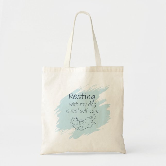 Ice Blue Golden Retriever – Resting with My Dog Tote Bag (Front)