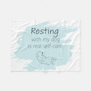 Ice Blue Golden Retriever – Self‑Care Cosy Time Fleece Blanket