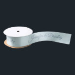 Ice Blue Grey Elegant Wedding Personalised Name Satin Ribbon<br><div class="desc">Ice Blue Grey Elegant Wedding Personalised Name Custom Satin Ribbon features your personalised names in elegant grey calligraphy script on a ice blue background. Personalised by editing the text in the text boxes. Designed by ©Evco Studio www.zazzle.com/store/evcostudio</div>