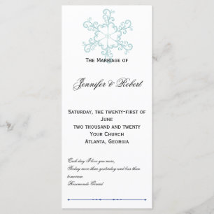 Ice Blue Heart Snowflake Wedding Program