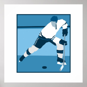 Ice Blue Hockey Logo Poster