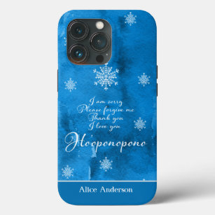 Ice Blue Ho'oponopono and snowflake personalised iPhone 13 Pro Case