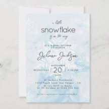 Ice Blue Little Snowflake Winter Baby Shower