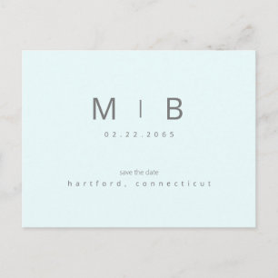 Ice Blue Monogram Wedding Save the Date  Postcard