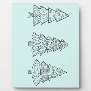 Ice blue pastel elegant stylish Christmas trees Plaque