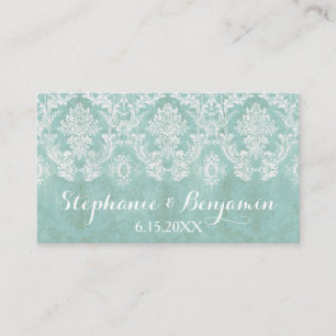 Ice Blue Rustic Damask Wedding Enclosure Card