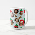 Ice Blue Silly Christmas Hat Six Photo Collage Coffee Mug<br><div class="desc">This funny and very merry Christmas gift mug will delight friends and family when you personalise it with the photos of your kids, family, friends and pets putting the whole crazy cast of characters in silly holiday Santa and elf hats. There is even a pair of reindeer antlers for that...</div>