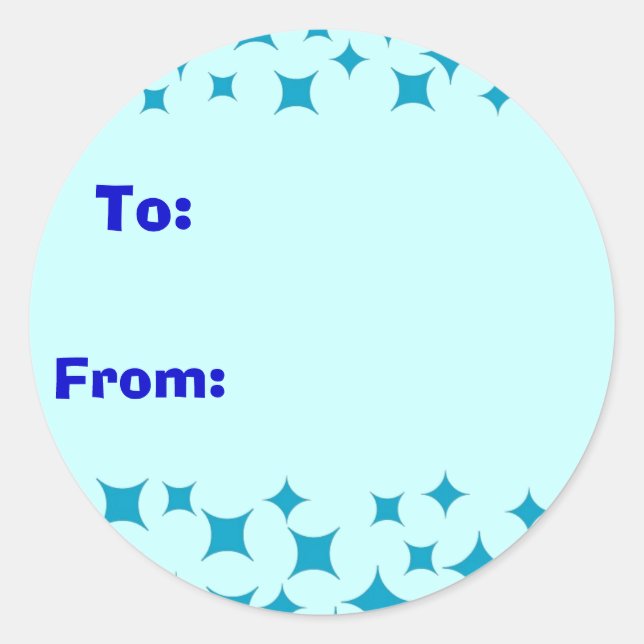 Ice Blue Snow / Stars sticker. To, From label (Front)
