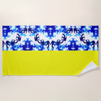 Ice Blue Snowboarder Sky Yellow Snowboarding Sport Beach Towel