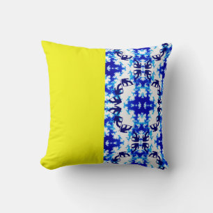 Ice Blue Snowboarder Sky Yellow Snowboarding Sport Cushion