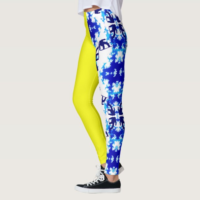 Ice Blue Snowboarder Sky Yellow Snowboarding Sport Leggings (Left)