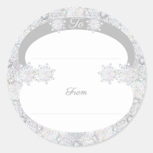 Ice blue snowflake classic round sticker