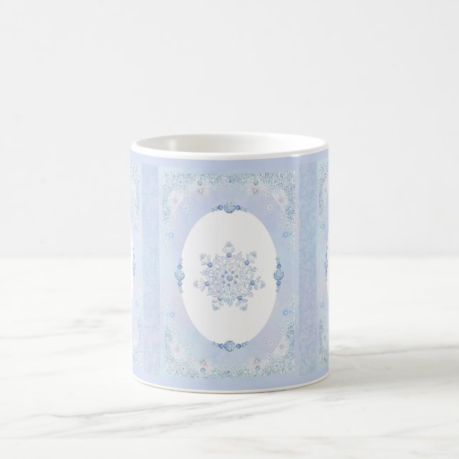 Ice Blue Snowflake Coffee Mug (Center)