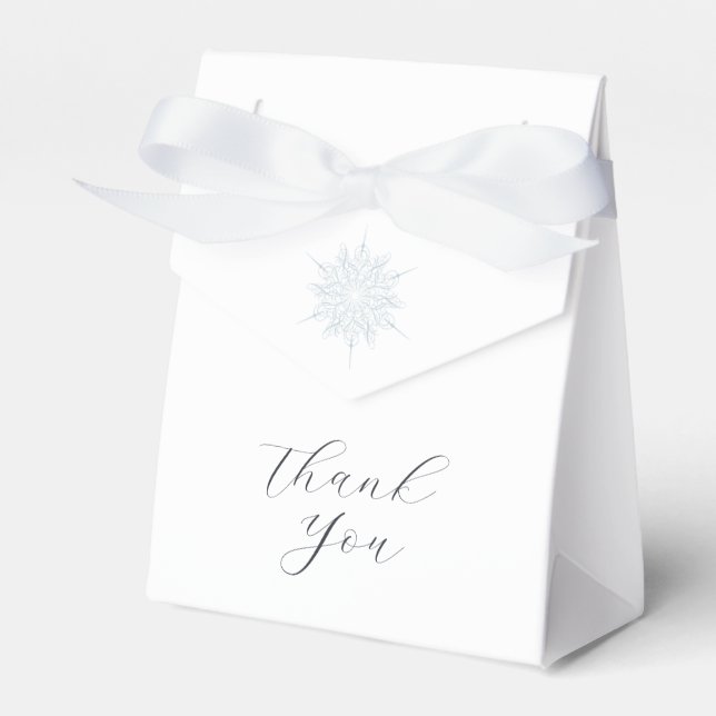 Ice Blue Snowflake Elegant Winter Wedding Favour Box (Front Side)