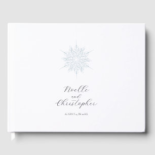 Ice Blue Snowflake Elegant Winter Wedding Guest Book