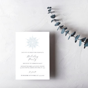 Ice Blue Snowflake Fmaily Holiday Party Invitation