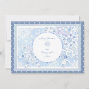 Ice blue snowflake holiday card