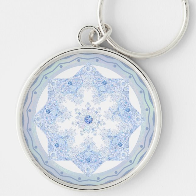 Ice Blue Snowflake Key Ring (Front)