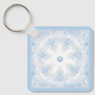 Ice Blue Snowflake Key Ring