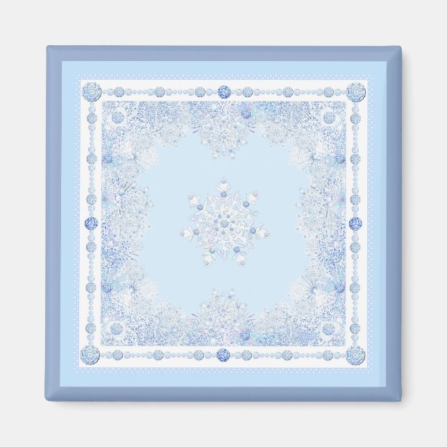 Ice Blue Snowflake Magnet (Front)