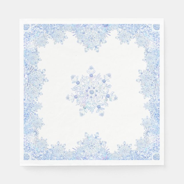 Ice blue snowflake napkin (Front)