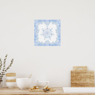 Ice blue snowflake poster