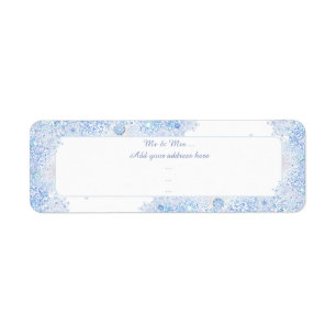 Ice blue snowflake return address label