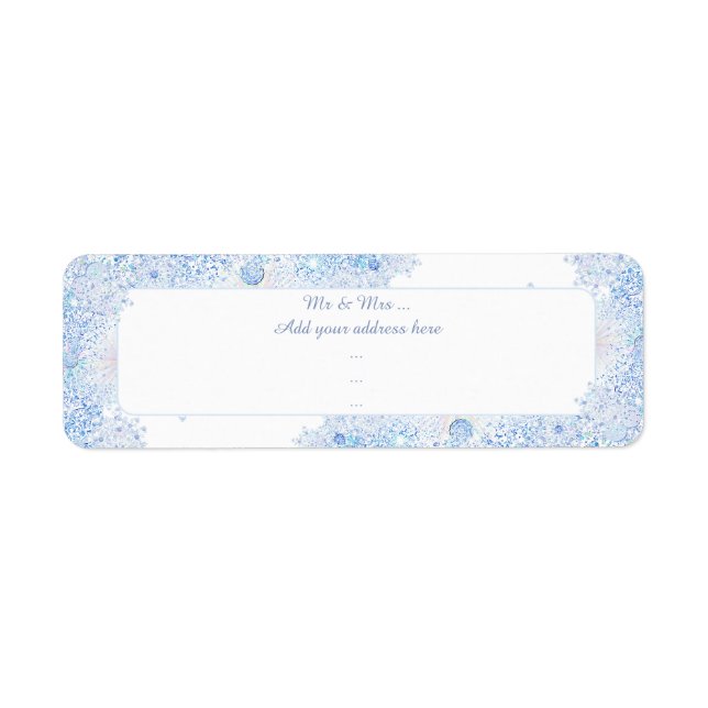 Ice blue snowflake return address label (Front)