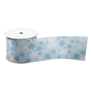 Ice Blue Snowflake Satin Ribbon